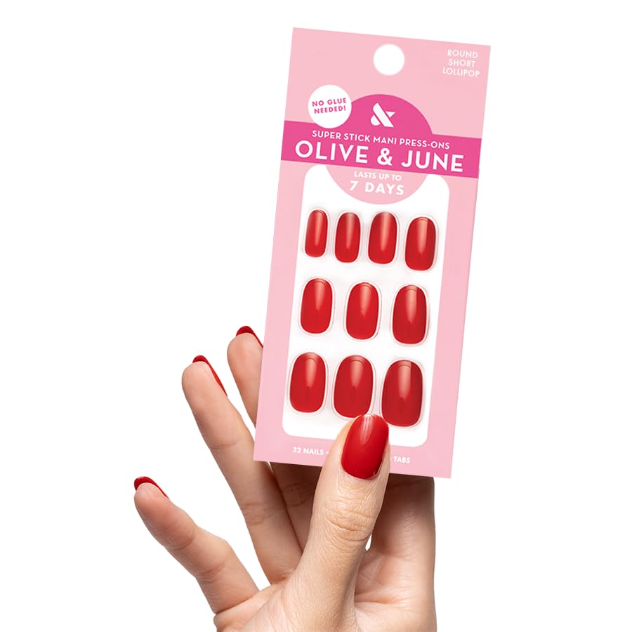 Olive & June Super Stick Press-On Nails, Lollipop
