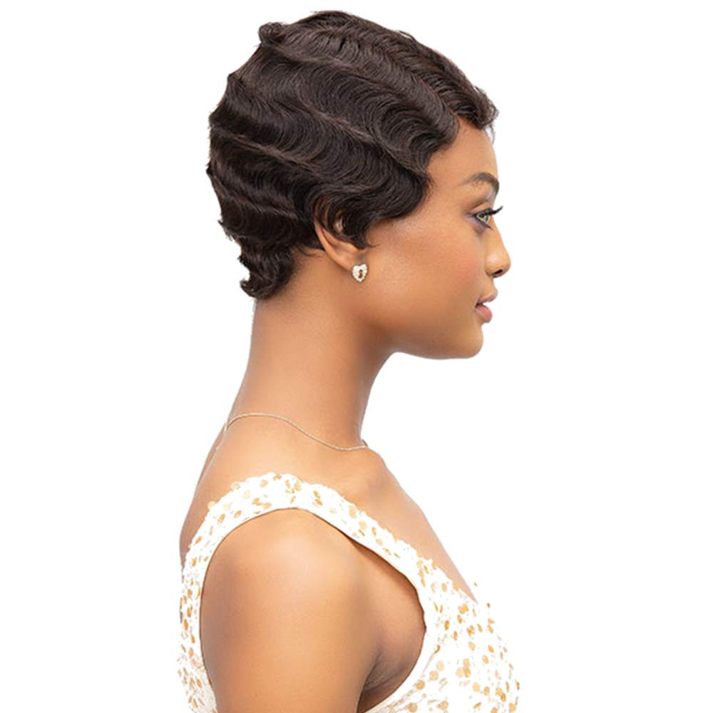 Janet Collection 100% Human Remy Hair Wig Mommy Parting Wig (1B)