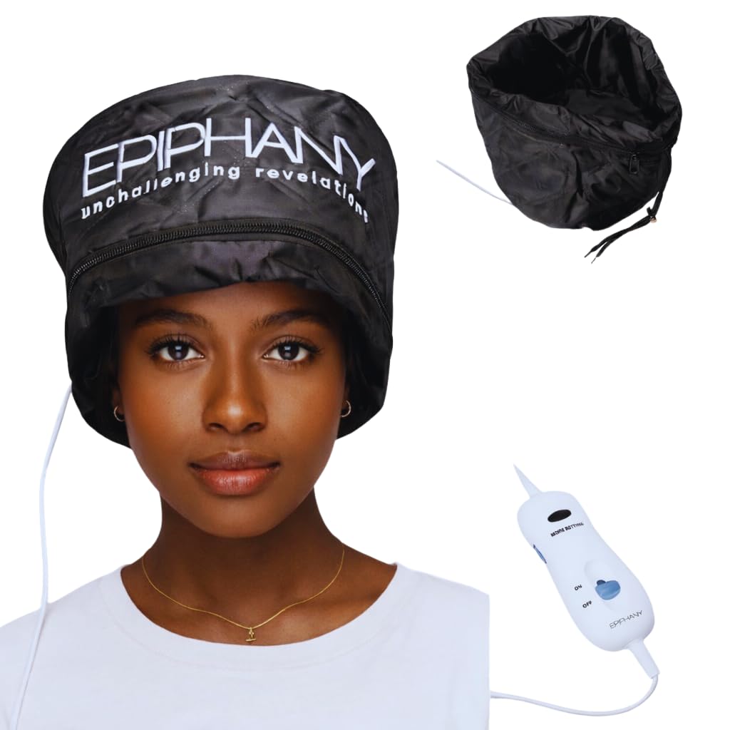 Epiphany Heat Cap for Deep Conditioning Hair Treatments - Electric Thermal Cap with 9 Heat Settings, Removable Washable Liner, Adjustable Fit, Long