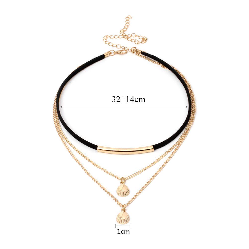 DoubleNine Cowrie Shell Silver Gold Pendant Velvet Choker Ethnic Seashell Boho Chic Women Multilayer Necklace Accessories (gold) Beauty & Personal Care Doubnine