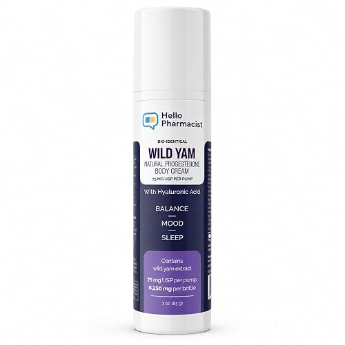 HelloPharmacist BioIdentical Progesto Cream 75mg MAX - Hormone Balancing Skin Moisturizer with Hyaluronic Acid, Plant-Based, Non-GMO, Gluten-Free Beauty & Personal Care HelloPharmacist