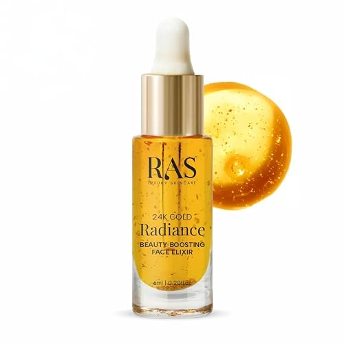 RAS LUXURY OILS 24K Gold Radiance Beauty Boosting Face Elixir, Face Serum With Organic Blend Of Rosehip, Saffron And Olive Oil For Glowing Skin Beauty & Personal Care RAS LUXURY OILS