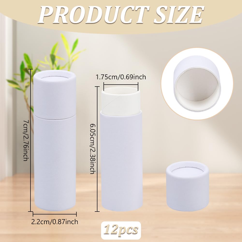 AHANDMAKER 12 Pcs White Paperboard Lip Balm Tubes 0.3 oz Empty Refillable Solid Perfume Lip Gloss Container for DIY Cosmetic Storage Travel Use Lip Beauty and Personal Care AHANDMAKER