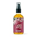 Badger Rose Body Oil, 100% Organic Rose Scented Body Oil, All Natural Body Moisturizer, Organic Jojoba & Rose Oils Soothe Dry Skin, 4 fl oz Glass Beauty & Personal Care Badger