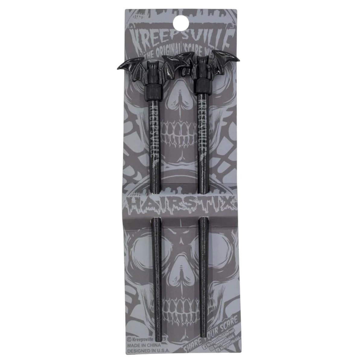 kreepsville 666 Gothic Black Bat Hair Sticks Vampire Accessory