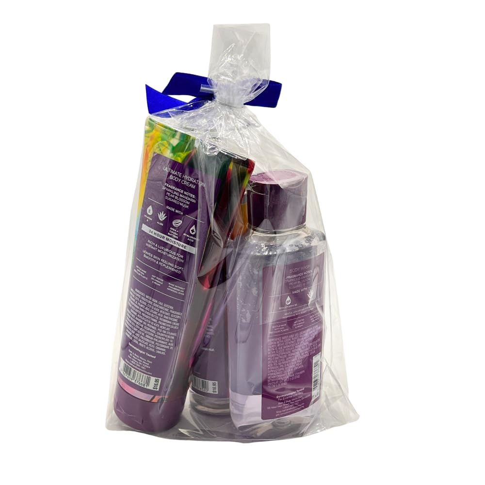 Bath & Body Works INTO THE WILD Fine Fragrance Mist, Ultimate Hydration Body Cream & Body Wash 3-piece Gift Set with a Blue Bow for Holidays - Full Beauty and Personal Care Bath & Body Works