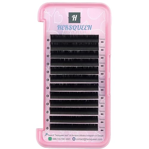 Russian Volume Eyelashes Extension Soft Natural Faux Mink Lashes .05mm Semi-Permanent Eyelashes Stable Curl Matte Black Professional Salon Use Lash Beauty & Personal Care HERSQUEEN