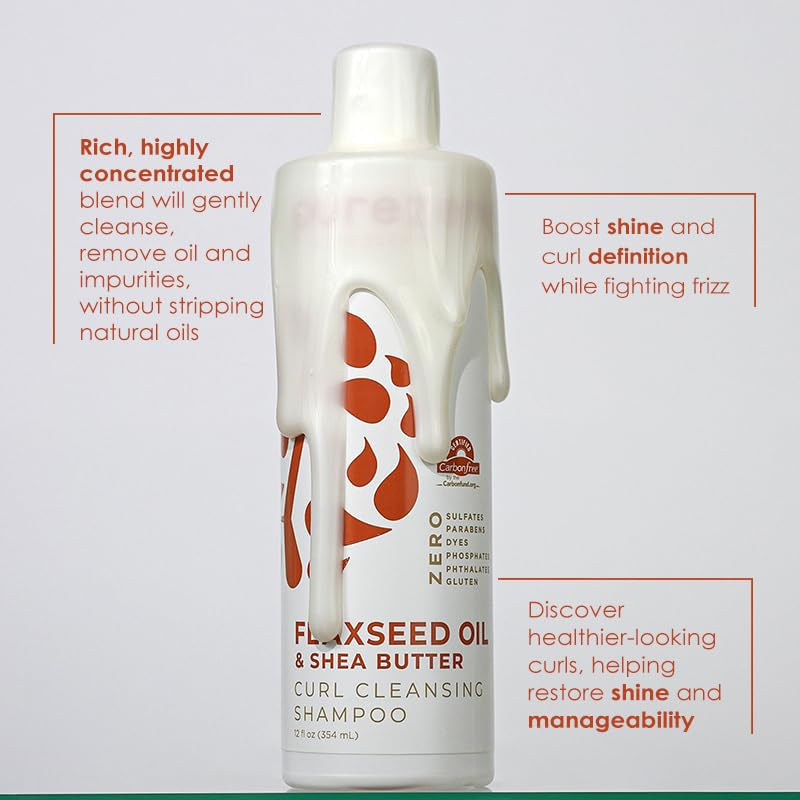 Purezero Flaxseed Oil & Shea Butter Shampoo and Conditioner Set - Curl Care - For Curly Hair Detangle & Defrizz - Zero Sulfates/Parabens/Dyes -100% Beauty & Personal Care Purezero