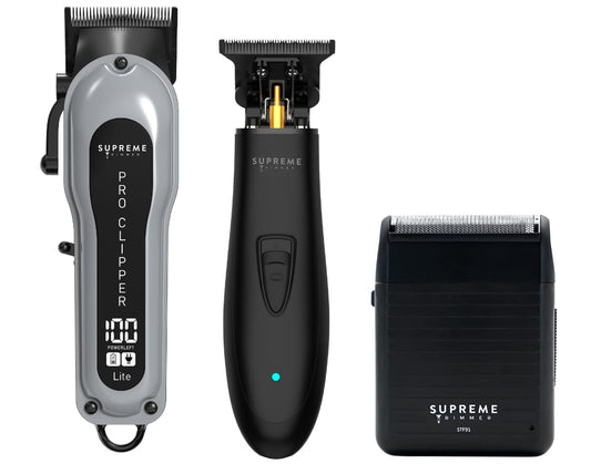 Supreme Trimmer 3-in-1 Barber Bundle - Pro Clipper Lite, DLC T-Shaper Trimmer, Solo Lite Foil Shaver - Professional Beard Trimmer/Clipper Kit - Value Beauty and Personal Care Supreme Trimmer