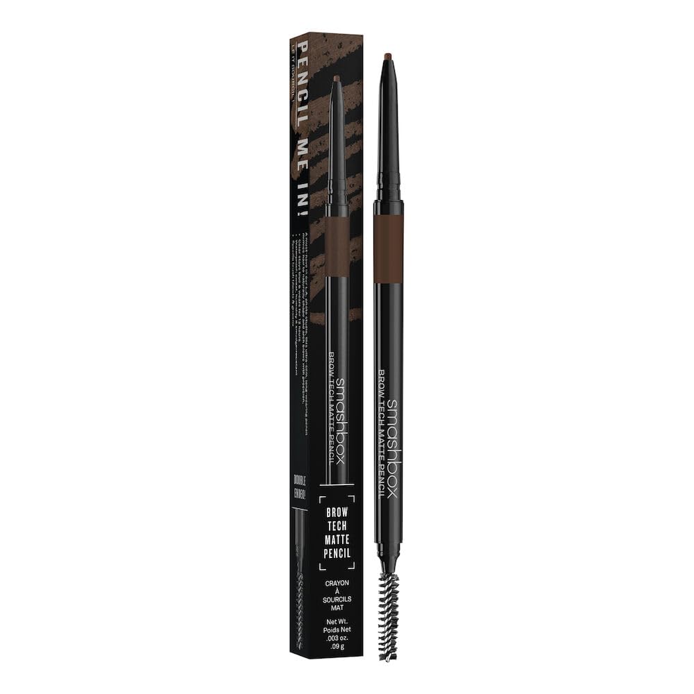 Smashbox Brow Tech Matte Eyebrow Pencil | Waterproof, Smudge Proof + Long Lasting Brow Pencil with Spoolie Brush, Brunette Beauty & Personal Care Smashbox