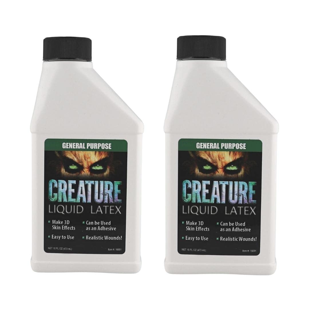 Creature Liquid Latex 2 Pack - CLEAR - General Purpose Professional Special Effects, for Halloween Vampire, Monster, Zombie Makeup and Dress up Beauty & Personal Care Liquid Latex Fashions