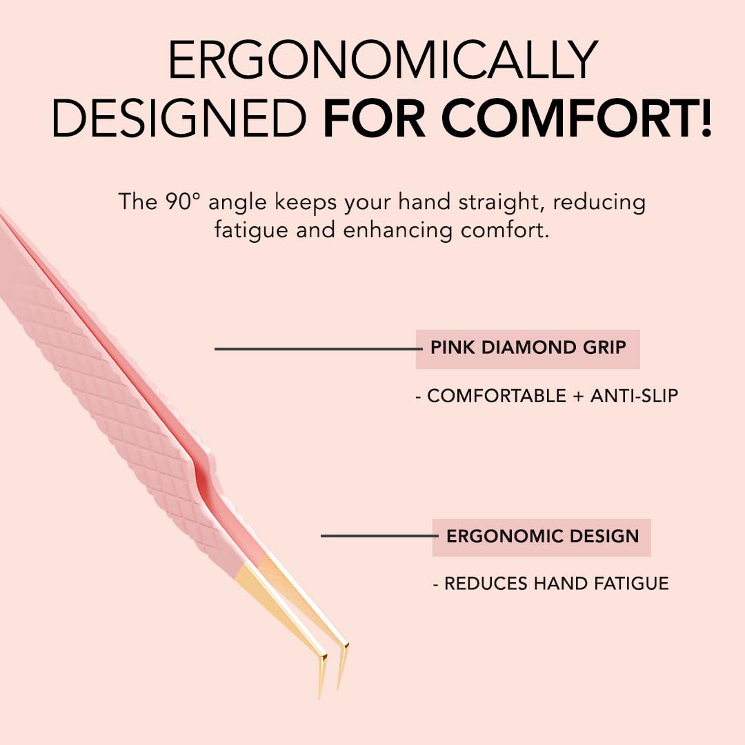 KIARA SKY LASH Tweezer for Eyelash Extensions - Precision Fiber Tip Grip - Volume, Mega Volume, and Lash Removal Fills - Comfortable Ergonomic Design Beauty and Personal Care KIARA SKY