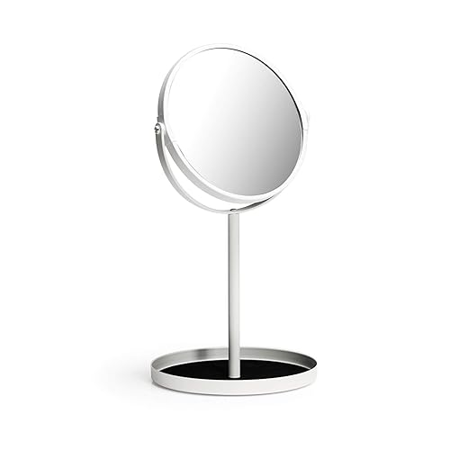 Ettori Makeup Mirror Dual Sided Vanity Mirror, 1X and 5X Magnification, 360 Swivel Round Mirror, No Light, White Beauty & Personal Care Ettori