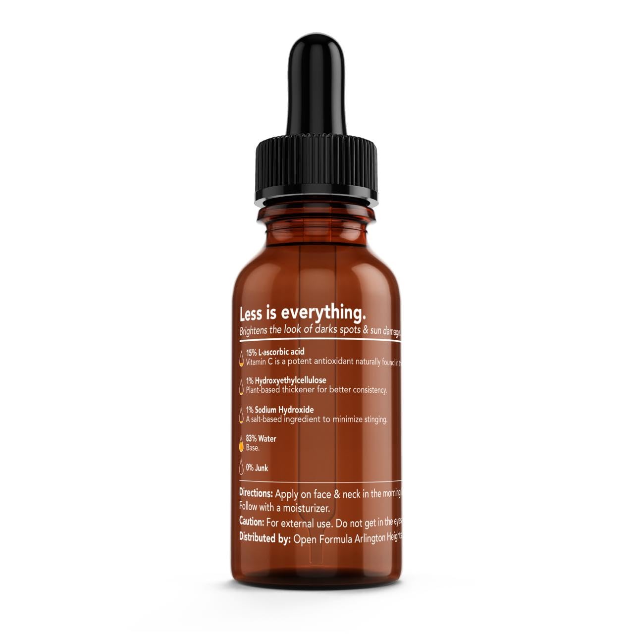Open Formula Vitamin C 15% Solution Smooths Wrinkles & Dark Spots. Anti Aging. L-ascorbic Acid. 2 ingredients. Clean Beauty Beauty & Personal Care Open Formula
