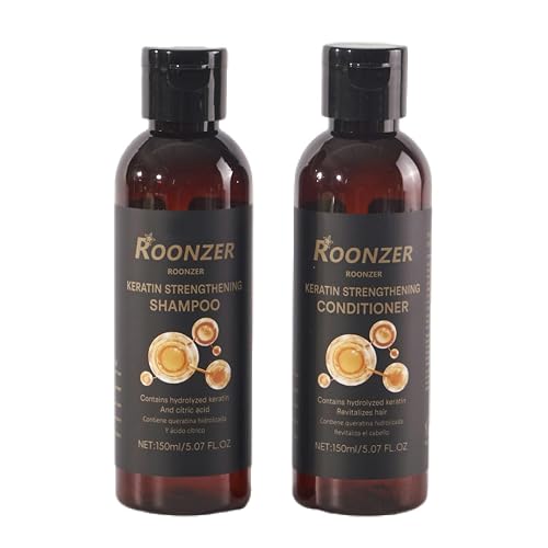 ROONZER Keratin Shampoo & Conditioner Set for All Hair Types | Deep Cleanse + Intense Hydration | Strengthening & Anti-Frizz Formula | Reduces Beauty & Personal Care ROONZER