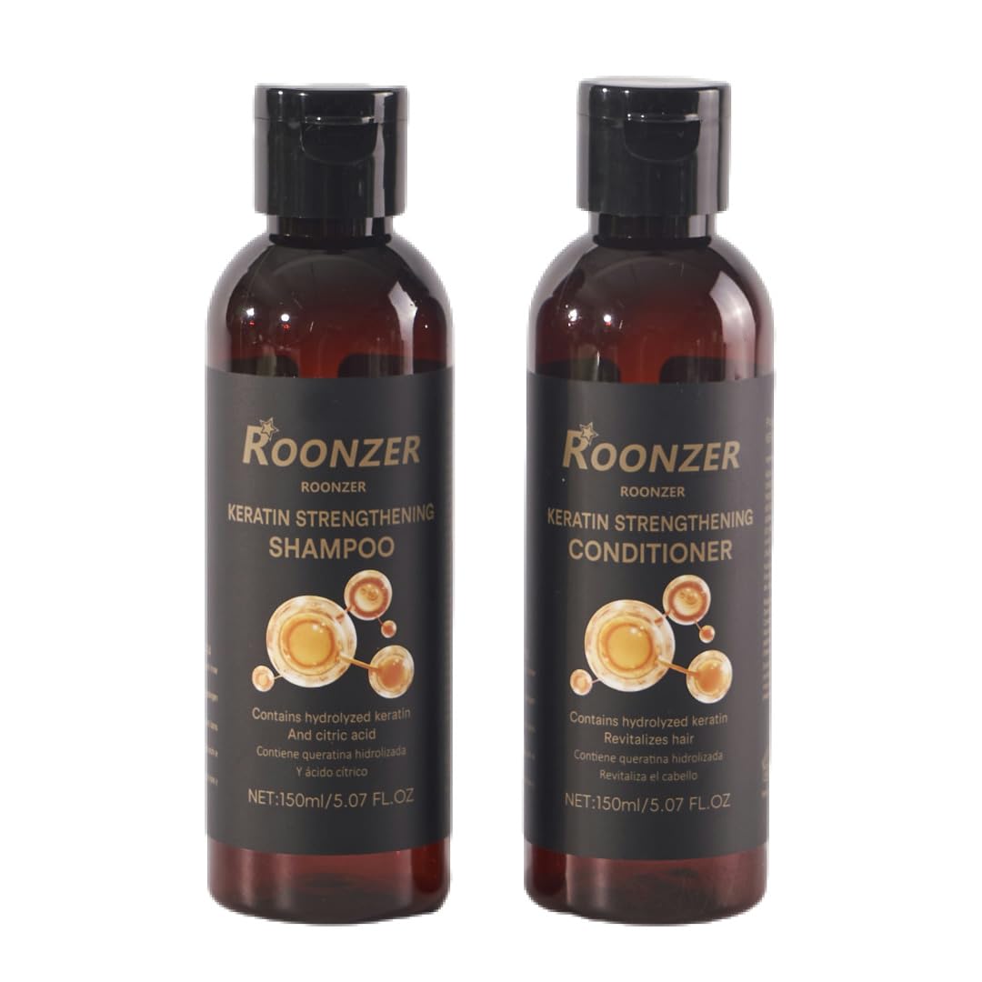ROONZER Keratin Shampoo & Conditioner Set for All Hair Types | Deep Cleanse + Intense Hydration | Strengthening & Anti-Frizz Formula | Reduces Beauty & Personal Care ROONZER