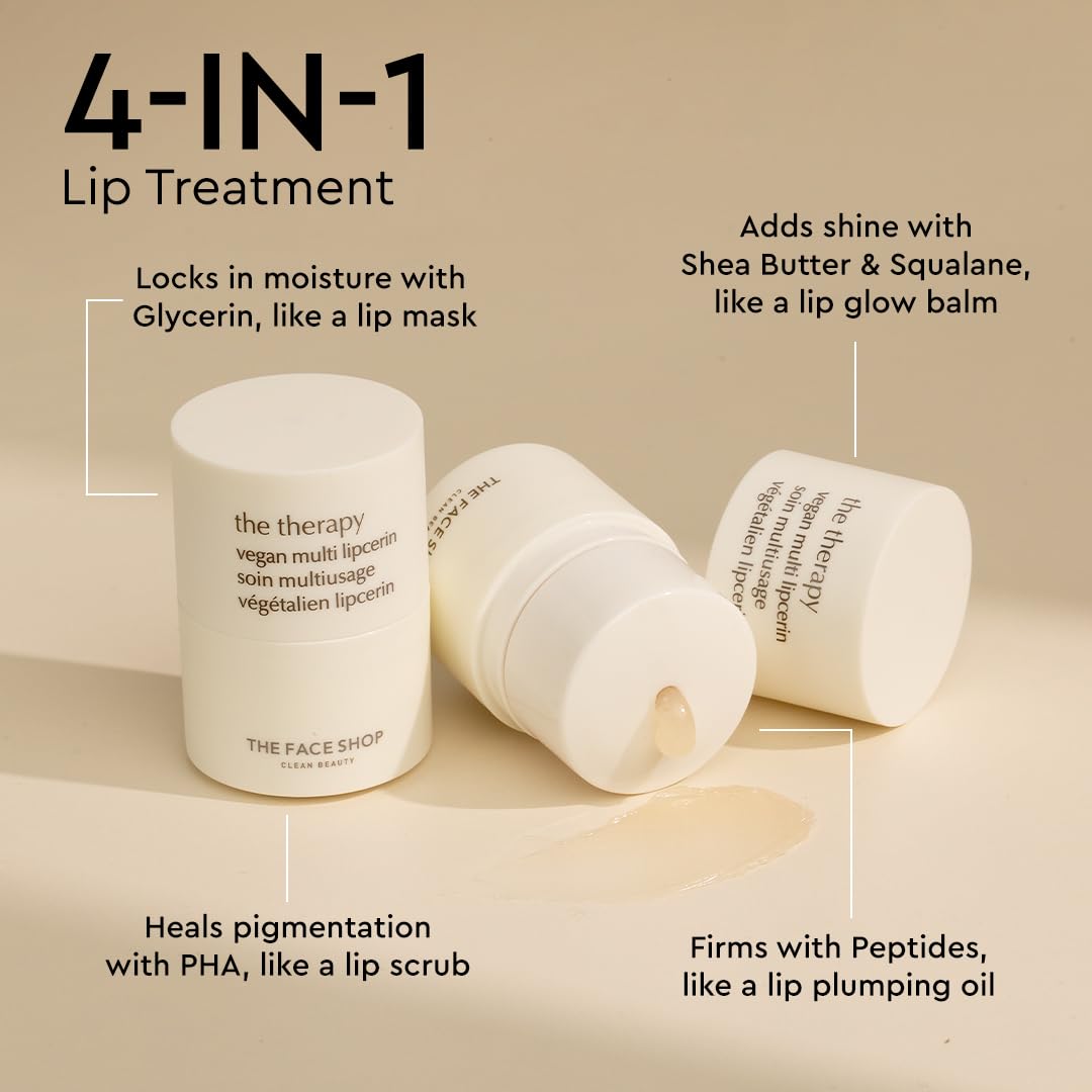 The Face Shop The Therapy Vegan Lip Butter, Moisturizing Lip Balm, Shea Butter & Sunflower Oil & Peptide, Lip Sleeping Mask for Sensitive Skin & Dry Beauty and Personal Care The Face Shop