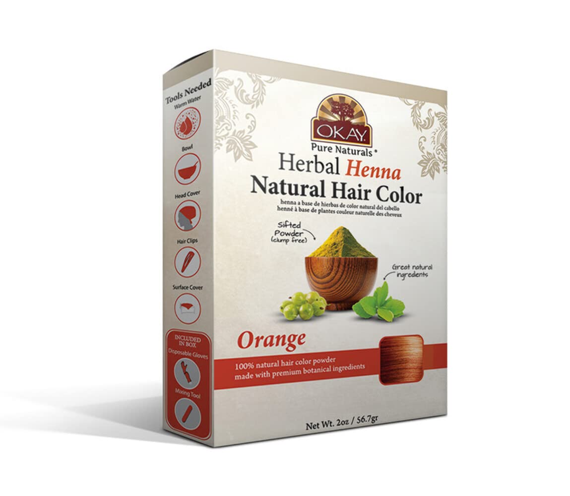Okay Pure Naturals | Herbal Henna Hair Color Orange | All-Natural Dye | Free Of Harmful Chemicals | Vibrant Rich Color Pigment | Sifted Clump Free Beauty & Personal Care OKAY