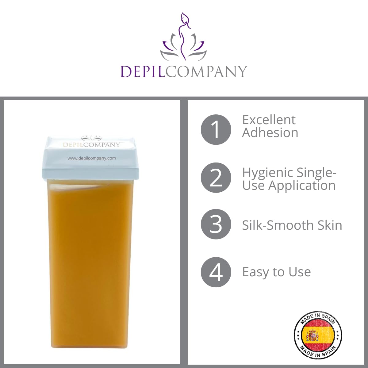 Depilcompany Roll on Gold Wax Cartridge, Hair removal for Women-men, Painless, Sensitive skin, With Titanium Dioxide, At Home Seft Waxing, Not include Beauty and Personal Care DEPILCOMPANY