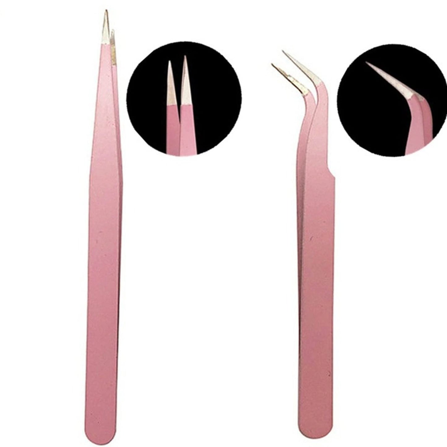 INLIMA Tweezers Stainless steel pink straight curved eyelash clipper nail clipper (Color : Pink, Size : A) Beauty and Personal Care INLIMA