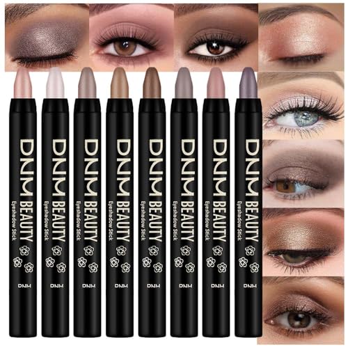8Pcs Cream Eye Shadow Brightener Stick Makeup Set, Champagne Pearl Taupe Bronze Cocoa Stone Putty Smoky Amethyst Shimmer Matte Eyeshadow Eyeliner Beauty and Personal Care evpct Default Title
