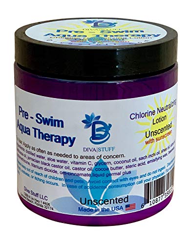 Diva Stuff Pre-Swim Aqua Therapy Chlorine Neutralizing Body Lotion, Protects Skin From Chlorine and Salt Water, 8 oz - Made in the USA, Unscented Beauty & Personal Care Diva Stuff