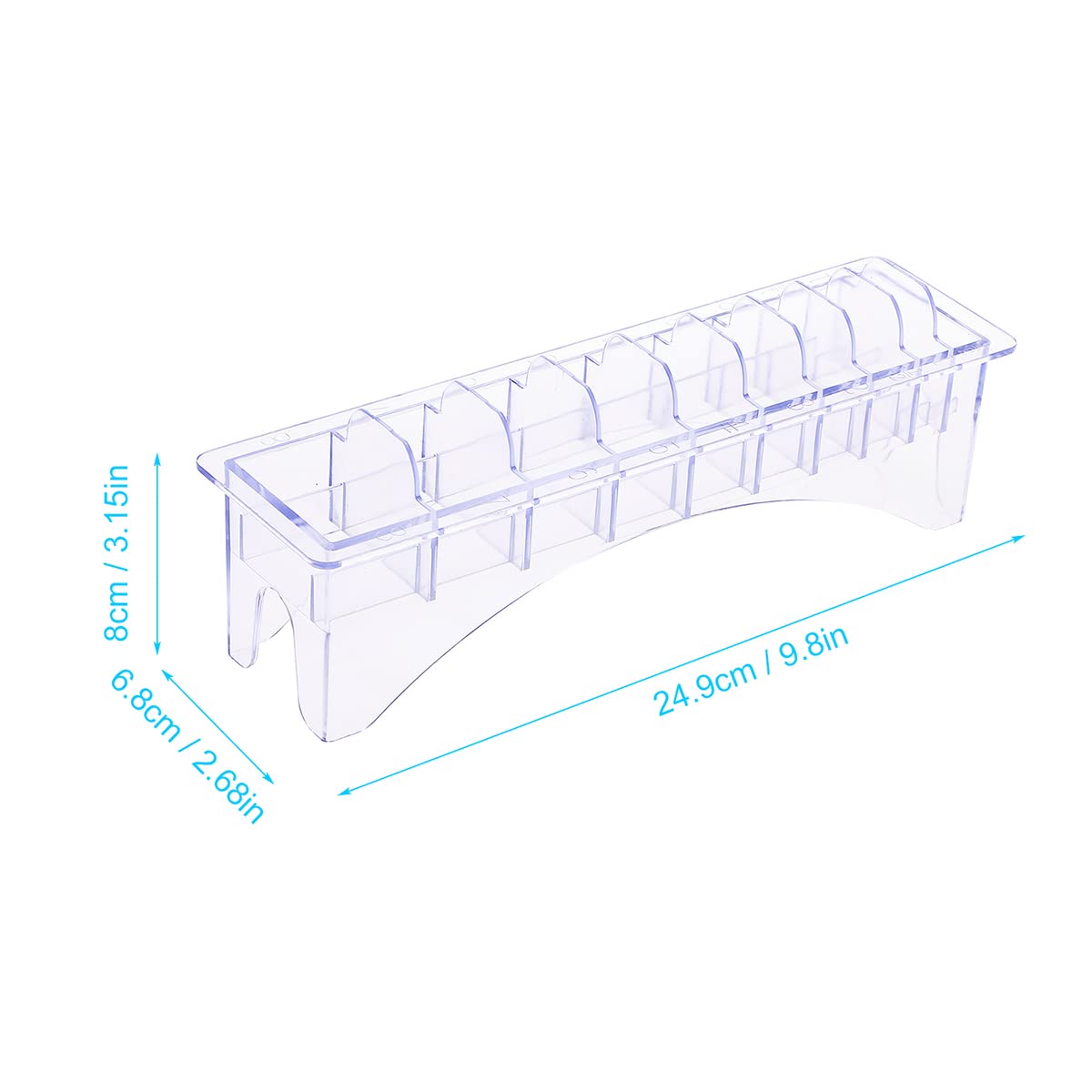 LPNALJL Rectangular Hair Clipper Limit Comb Blade Organizer Case, Plastic Guide Comb 10 Blocks Storage Box, Universal Hair Tools Supplies Base