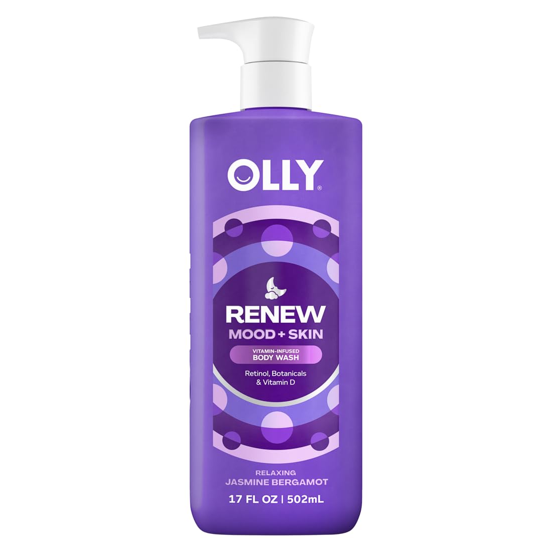 OLLY Renew Body Wash with Vitamin D, Retinol & Botanicals - Nourishing Cleanser for Skin Barrier Repair, Deep Hydration, Jasmine Bergamot Scent, 17oz Beauty & Personal Care OLLY