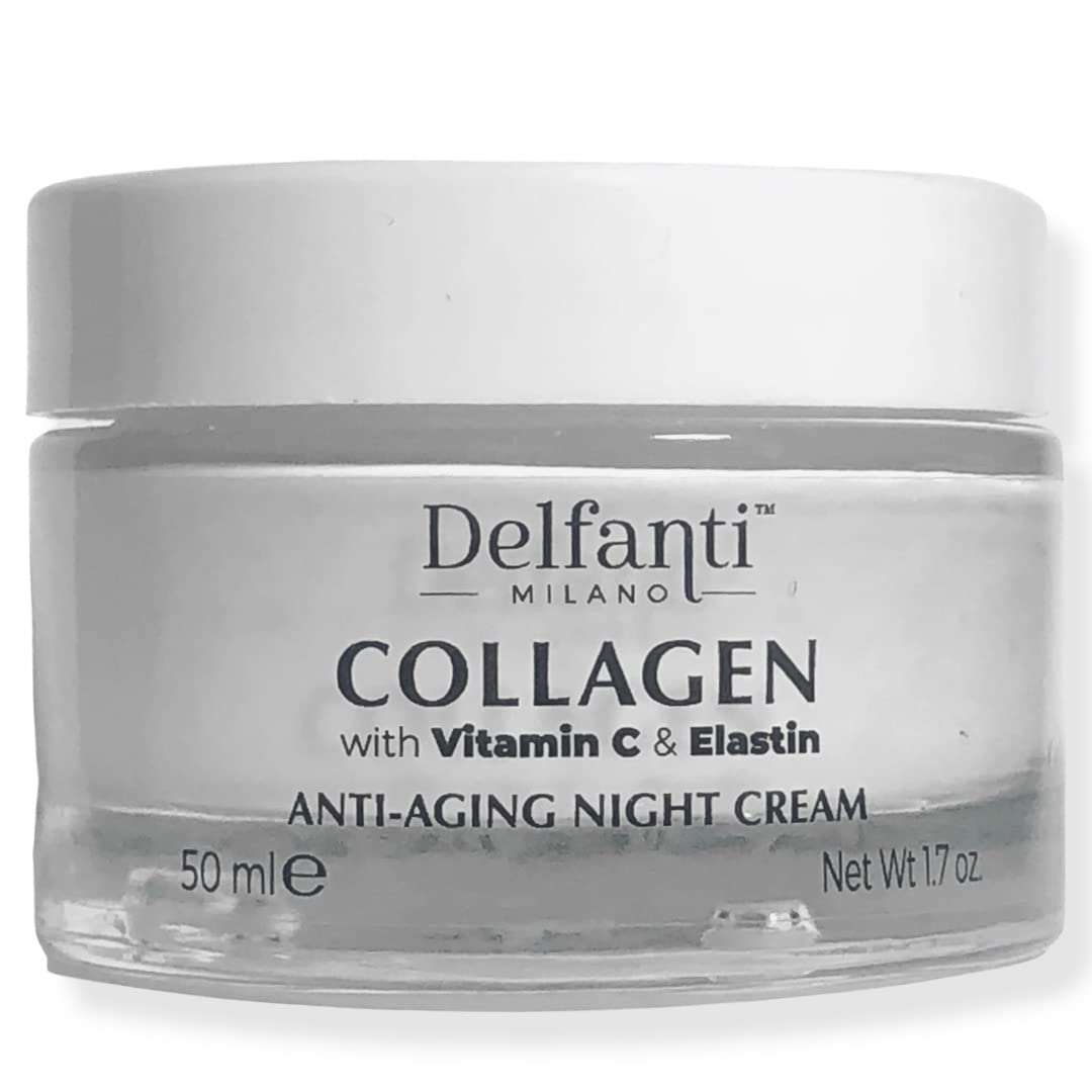 Delfanti-Milano • COLLAGEN with VITAMIN C & ELASTIN • Rejuvenating & Nourishing • Anti-Aging Night Cream • Face and Neck Moisturizer • Made in Italy Beauty & Personal Care Delfanti-Milano