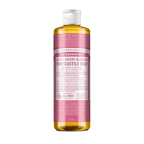 Dr. Bronner's Pure-Castile Magic Liquid Soap (Cherry Blossom, 16 Ounce) - Made with Regenerative Organic Certified Oils, 18-in1 Uses: Face, Hair, Hand Beauty & Personal Care Dr. Bronner's