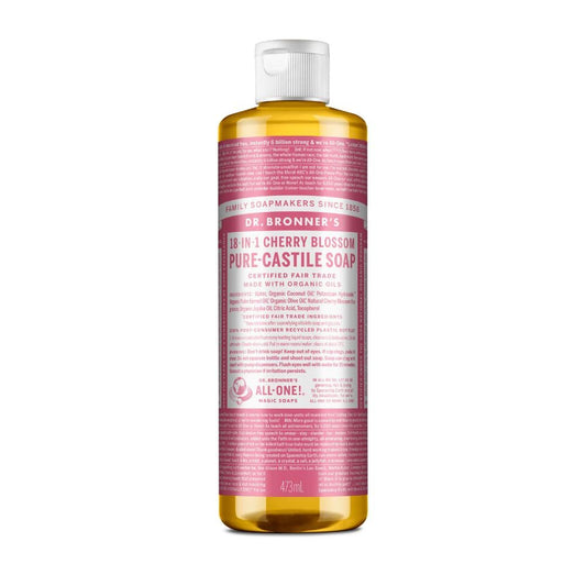 Dr. Bronner's Pure-Castile Magic Liquid Soap (Cherry Blossom, 16 Ounce) - Made with Regenerative Organic Certified Oils, 18-in1 Uses: Face, Hair, Hand Beauty & Personal Care Dr. Bronner's