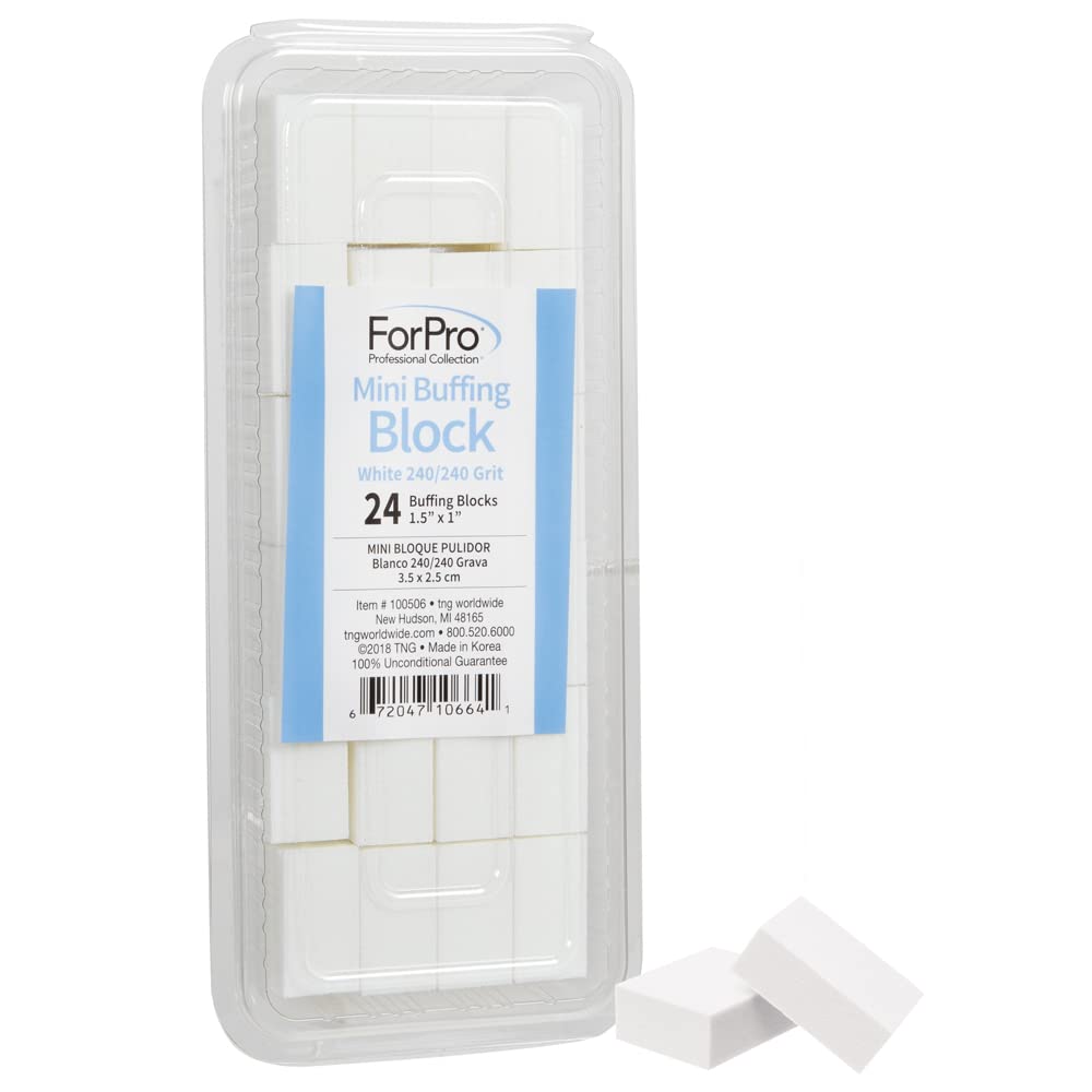 ForPro Professional Collection Mini Buffing Block, White, 240/240 Grit, Double-Sided Buffer, 1.5 L x 1 W x .5 H Inches, 24-Count Beauty & Personal Care ForPro Professional Collection