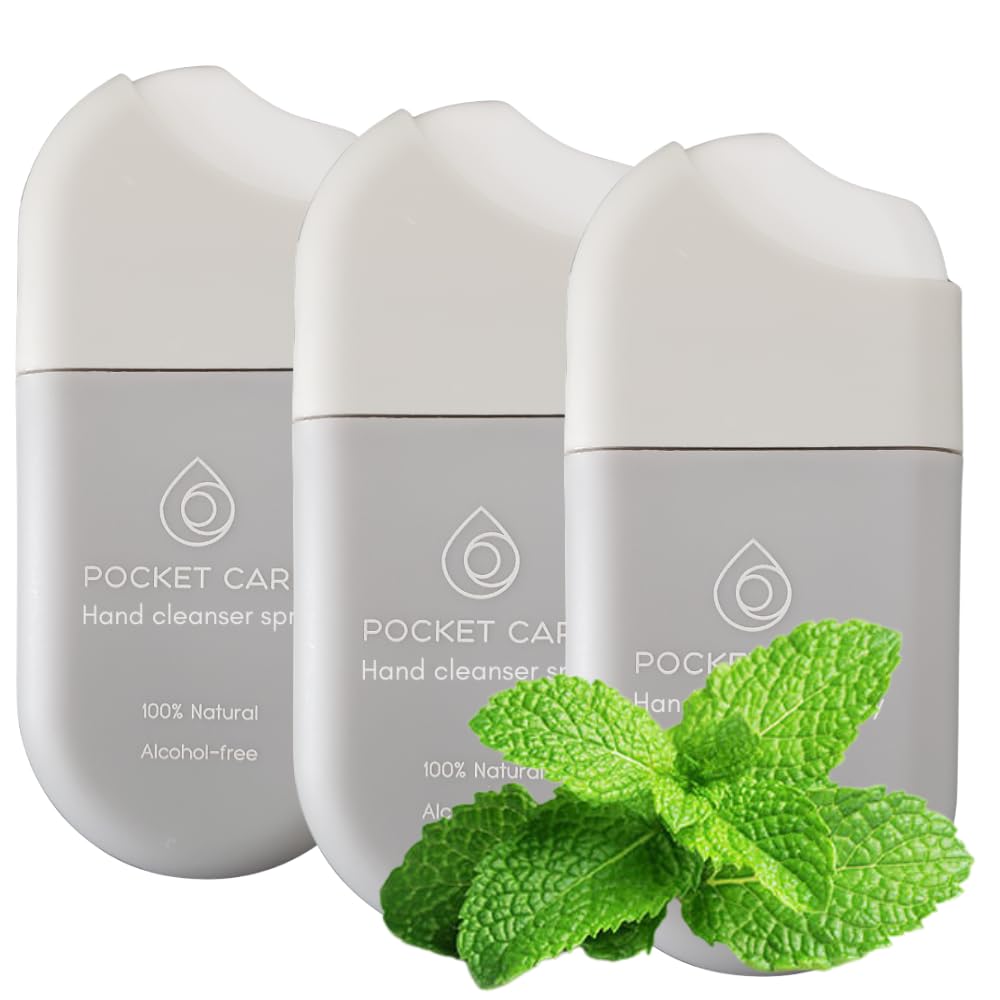 POCKET CARE | 3 Pack Mint-Scented Hand cleanser Spray 15 ml - Spray for Hands | Organic Moisturizing Spray | Travel Size - Travel Accessories | 100% Beauty & Personal Care POCKET CARE