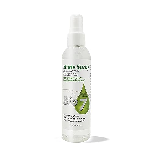 BIO7 SHINE SPRAY W/ BIOACTIVE BIOTIN, COLLAGEN, KERATIN + TEA TREE/GINGER-MINT - 6 Fl Oz - Leave Natural Hair, Wigs, and Weaves with a Glossy Shine Beauty & Personal Care By Natures