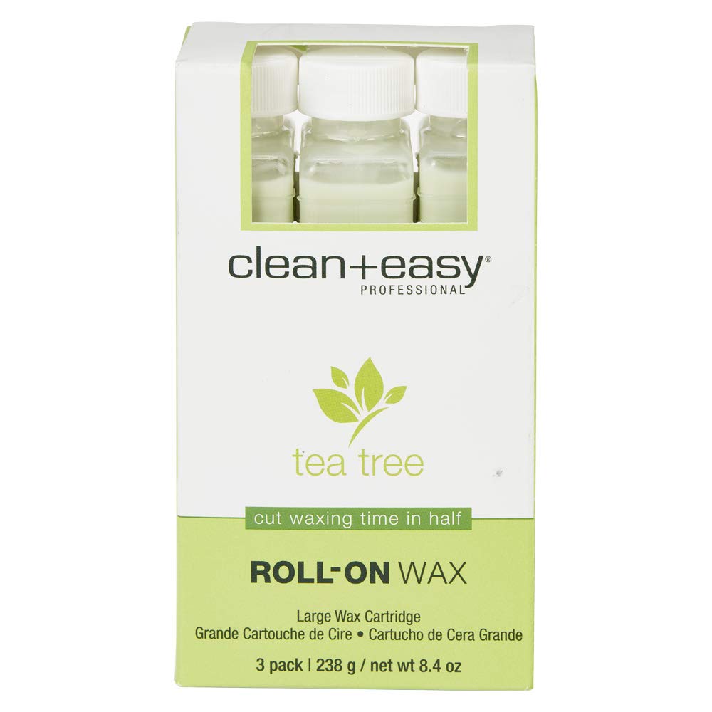 Clean + Easy Tea Tree Roll On Wax - Large, Soft Wax Refill Cartridge for Hair Removal on Sensitive Skin, Legs & Body, 3 Pack Beauty and Personal Care Clean + Easy