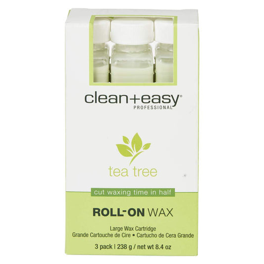 Clean + Easy Tea Tree Roll On Wax - Large, Soft Wax Refill Cartridge for Hair Removal on Sensitive Skin, Legs & Body, 3 Pack Beauty and Personal Care Clean + Easy