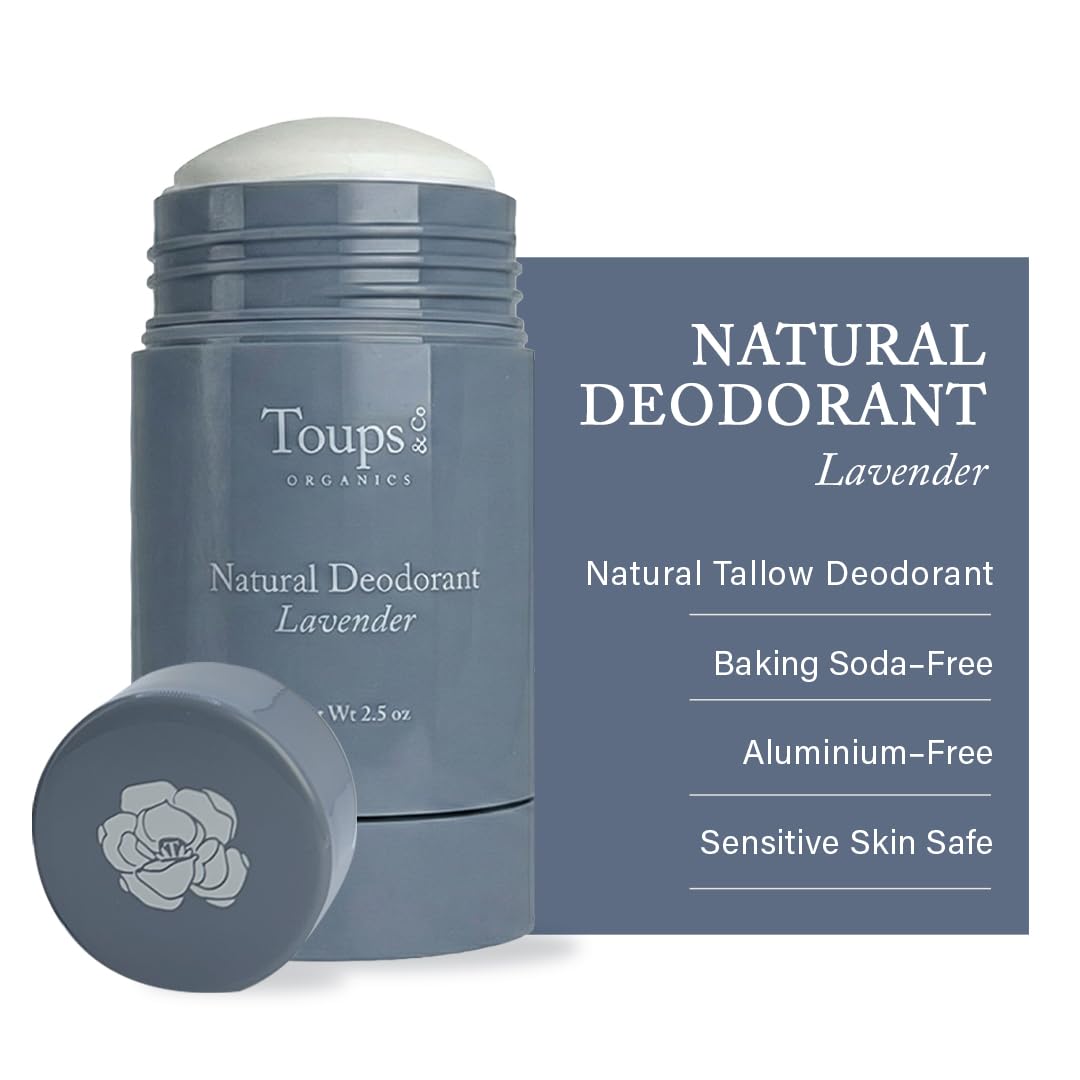 Toups & Co Natural Lavender Deodorant - Aluminum & Baking Soda Free - Grass-Fed Tallow Formula - Long-Lasting Odor Protection - Gentle for Sensitive Beauty and Personal Care Toups and Co