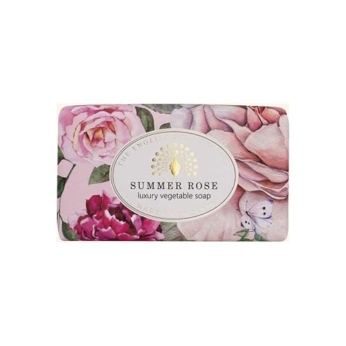 The English Soap Company 190g Summer Rose Luxury Vegetable Bar Soap Beauty & Personal Care The English Soap Company
