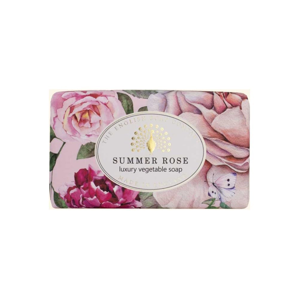 The English Soap Company 190g Summer Rose Luxury Vegetable Bar Soap Beauty & Personal Care The English Soap Company