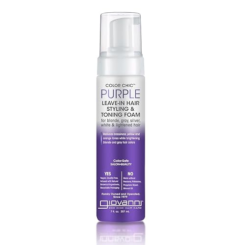 GIOVANNI Color Chic Purple Leave-In Hair Styling & Toning Foam - Purple Foam for Blonde, Gray, Brassy, Fine Hair, Gives Volume & Shine for Women & Men Beauty & Personal Care GIOVANNI