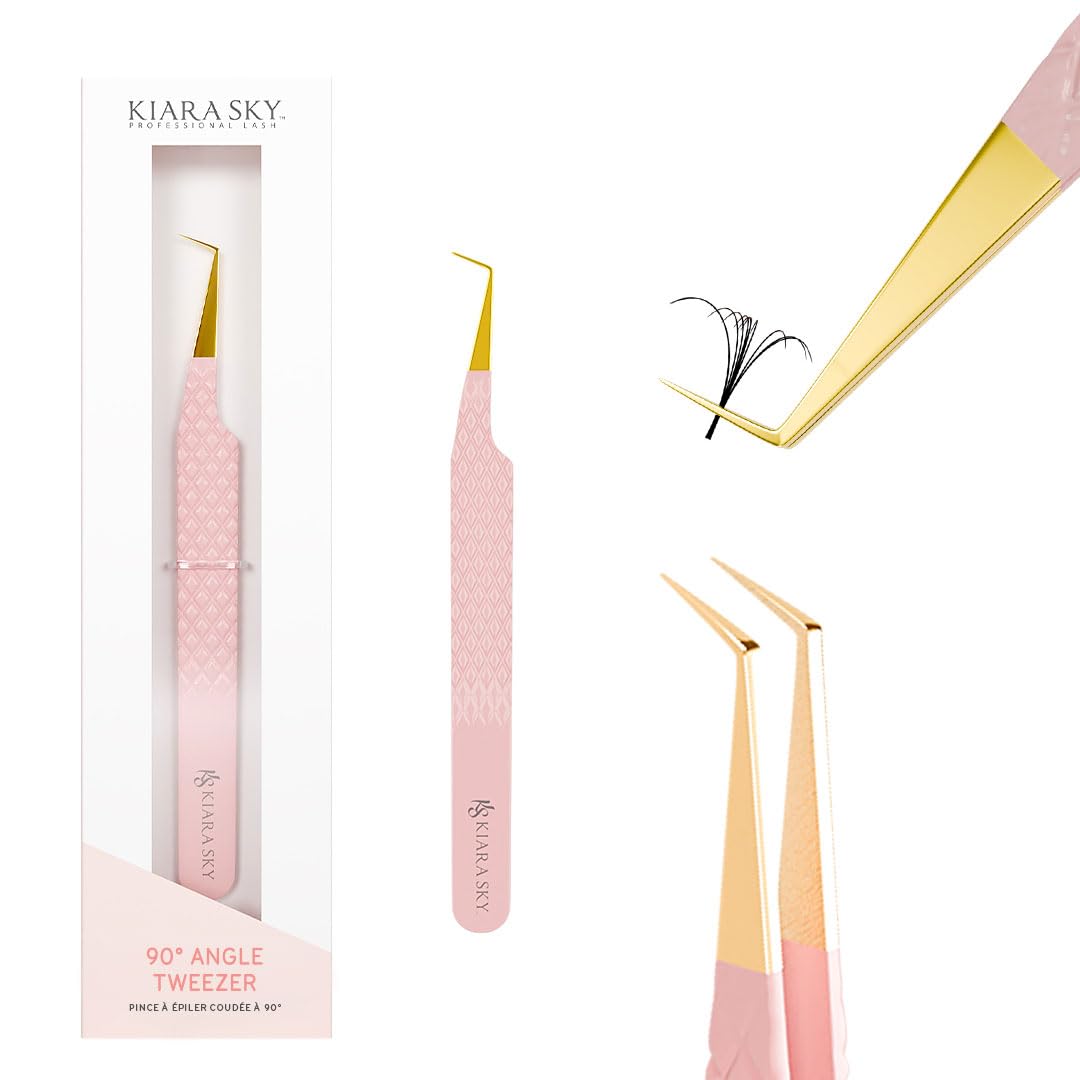 KIARA SKY LASH Tweezer for Eyelash Extensions - Precision Fiber Tip Grip - Volume, Mega Volume, and Lash Removal Fills - Comfortable Ergonomic Design Beauty and Personal Care KIARA SKY