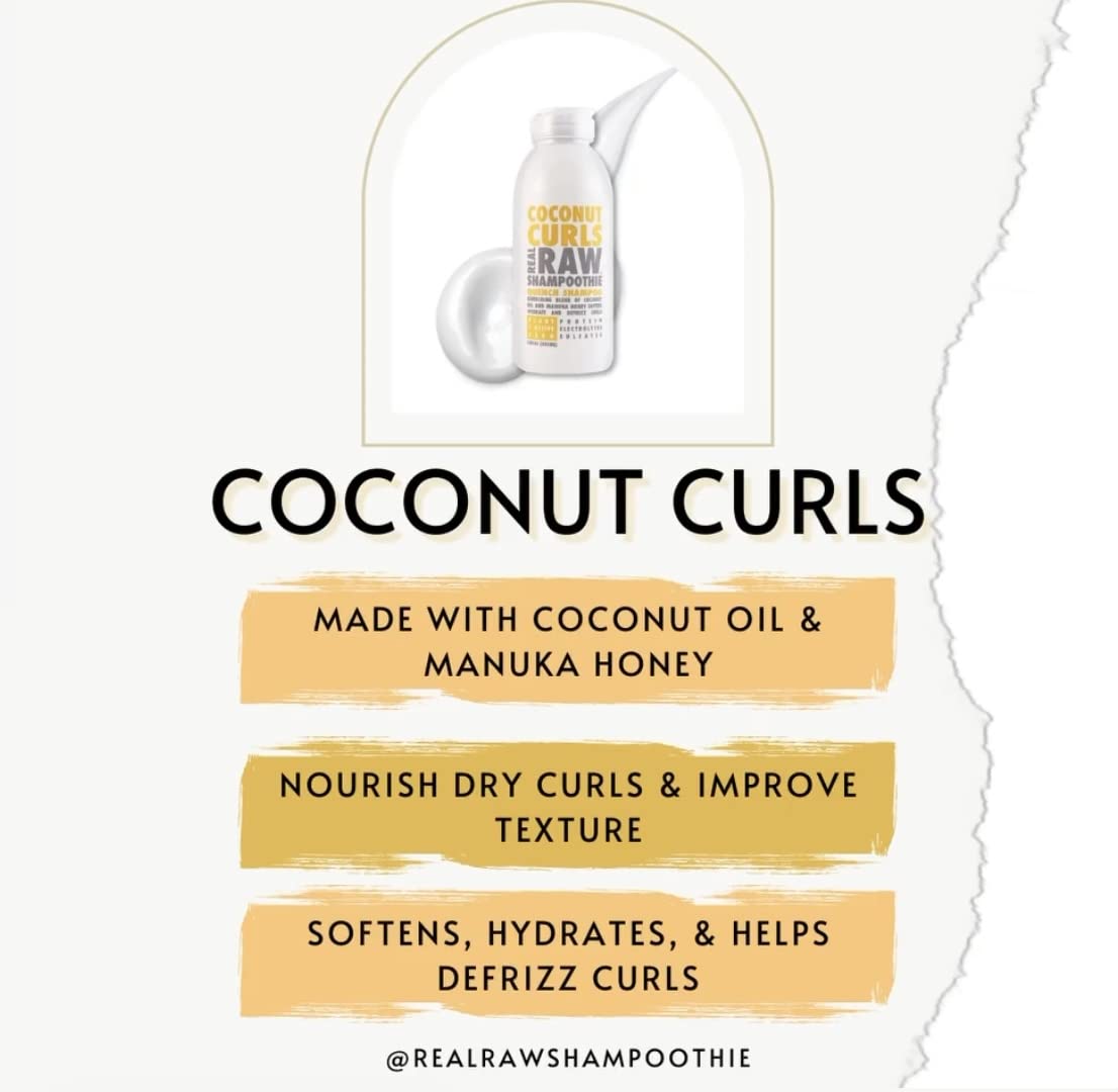 Real Raw Coconut Shampoo and Conditioner set Hydrate, Enhance, Define Curls Defrizz and Detangle 12 Fl Oz (Pack of 2) Beauty & Personal Care Real Raw
