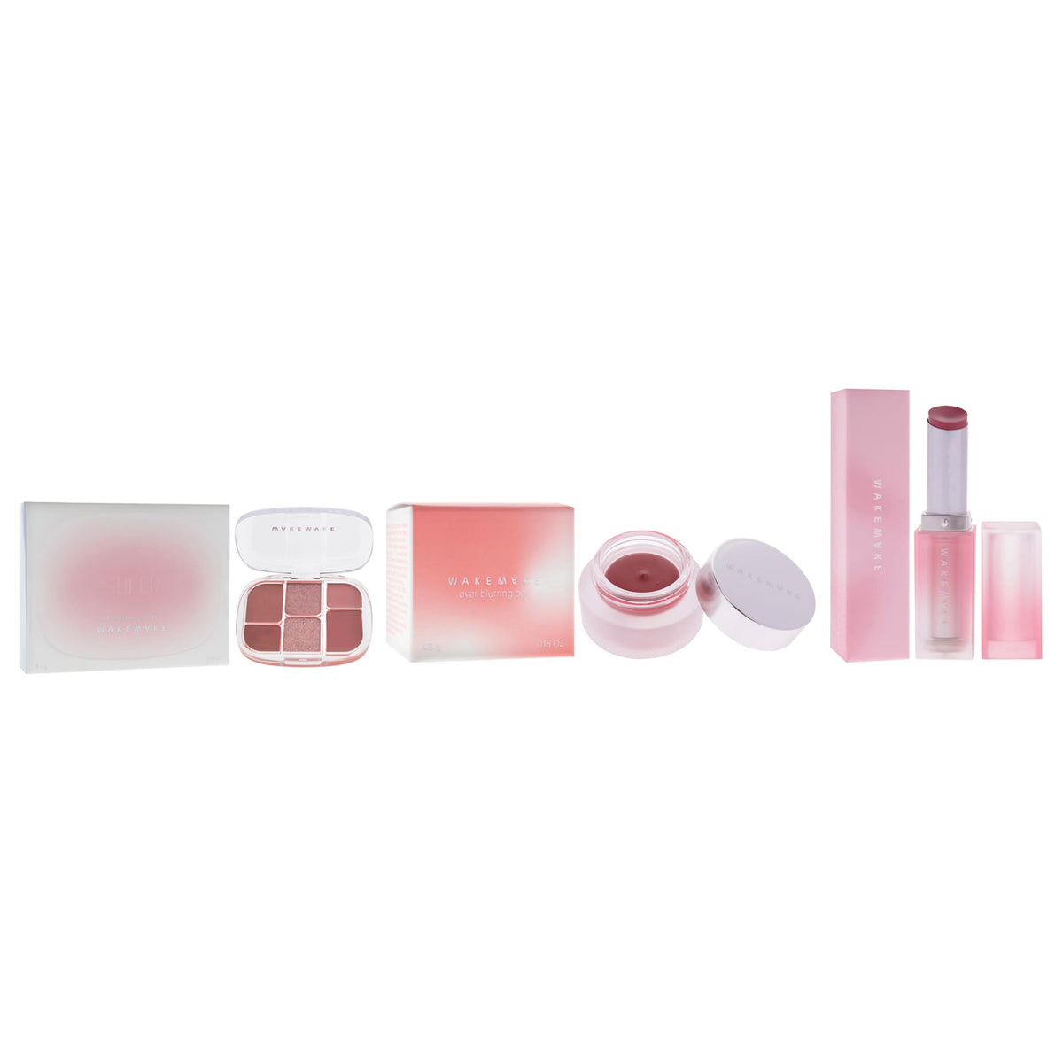 Wakemake Kit by Wakemake for Women - 3 Pc Kit 0.22oz Makeup - 02 Lasy Rose, 0.15oz Makeup - 05 India Rose, 0.12oz Lipstick - 06 Moon Away