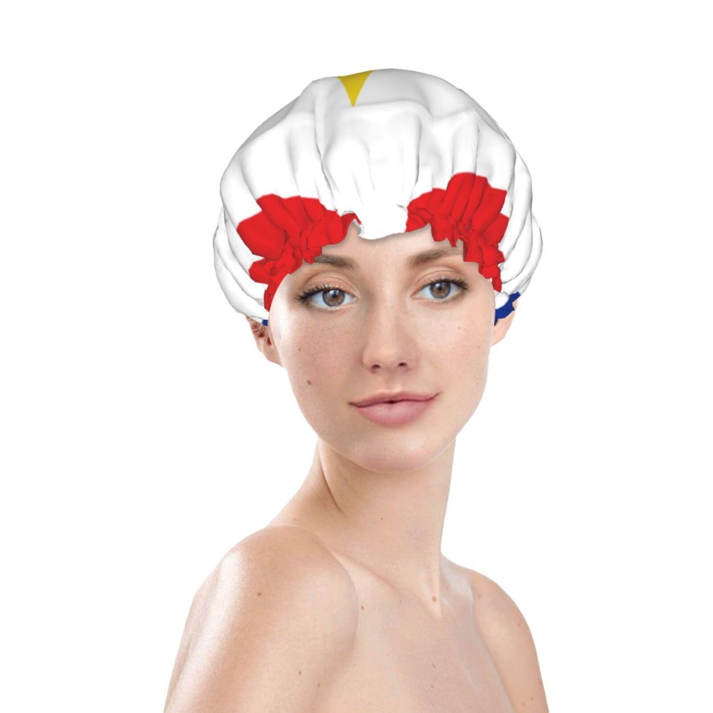 Saba Flag Prints Shower Cap Double Layer Lined Waterproof Bathing Shower Hat Beauty and Personal Care Hayyett