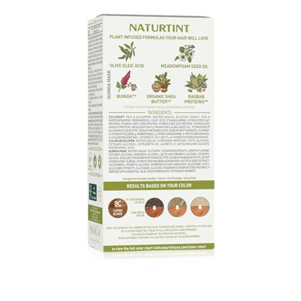 Naturtint 8C Copper Blonde Permanent Hair Color (Pack of 1), Ammonia Free, Vegan, Cruelty Free, up to 100% Gray Coverage, Long Lasting Results Beauty & Personal Care Naturtint