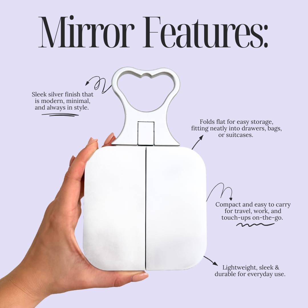 Danielle Creations 3-Way Foldable Travel Makeup Mirror with Built in Stand and Handle, Silver Beauty & Personal Care DC DANIELLE