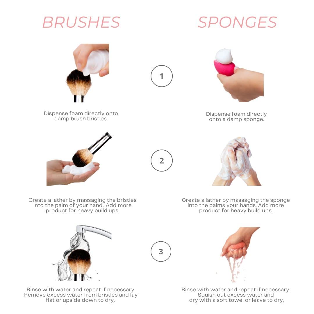 Brush Bubbles Foaming Makeup Brush Shampoo And Conditioning Cleanser For Makeup Sponges, Brushes & Applicators, Fragrance Free, Cruelty-Free, Vegan Beauty & Personal Care brush bubble