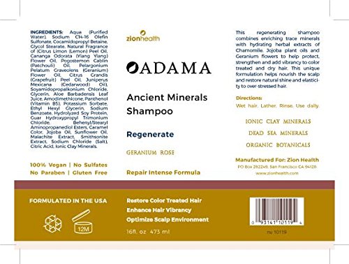 Adama Regenerate Shampoo Zion Health 16 fl oz Liquid Beauty & Personal Care Zion Health