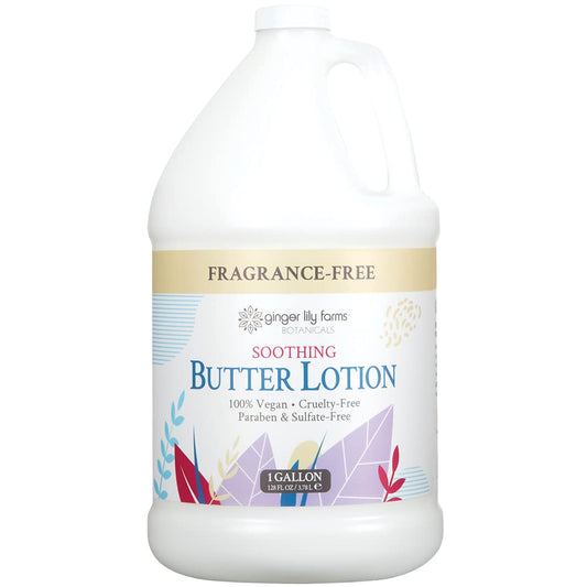 Ginger Lily Farms Botanicals Soothing Butter Lotion for Dry, Sensitive Skin, 100% Vegan & Cruelty-Free, Fragrance Free, 1 Gallon (128 fl oz) Refill Beauty & Personal Care Ginger Lily Farms