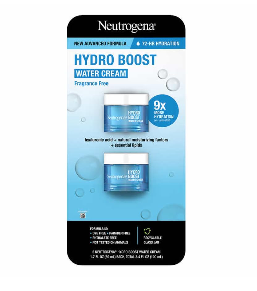 Neutrogena Hydro Boost Hyaluronic Acid Hydrating Water CREAM Daily Face Moisturizer for Dry Skin, Oil-Free, Non-Comedogenic Face Lotion, 1.7 fl. Oz 2 Beauty & Personal Care Neutrogena